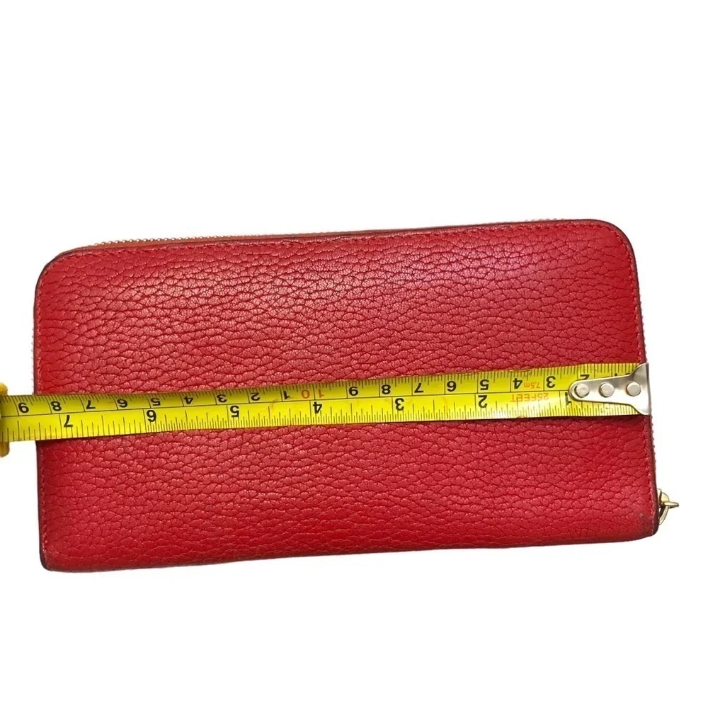 Chloe red pebbled leather drew clutch wallet
